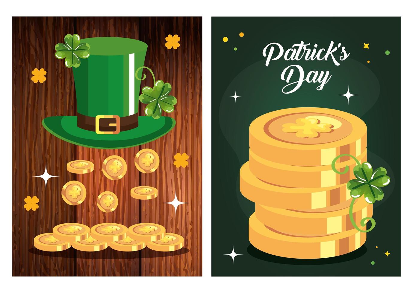 set poster saint patrick day with decoration vector