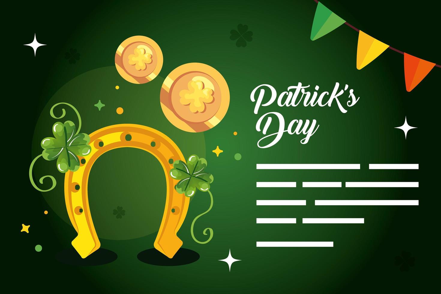 saint patrick day with horseshoe and icons decoration vector