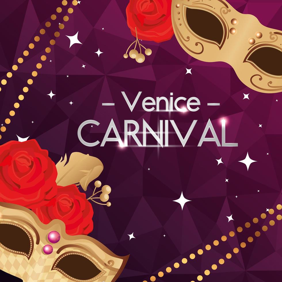 Carnaval de Venecia con máscaras y decoración. vector