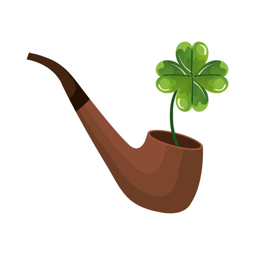 clover of four leafs in pipe smoking isolated icon vector