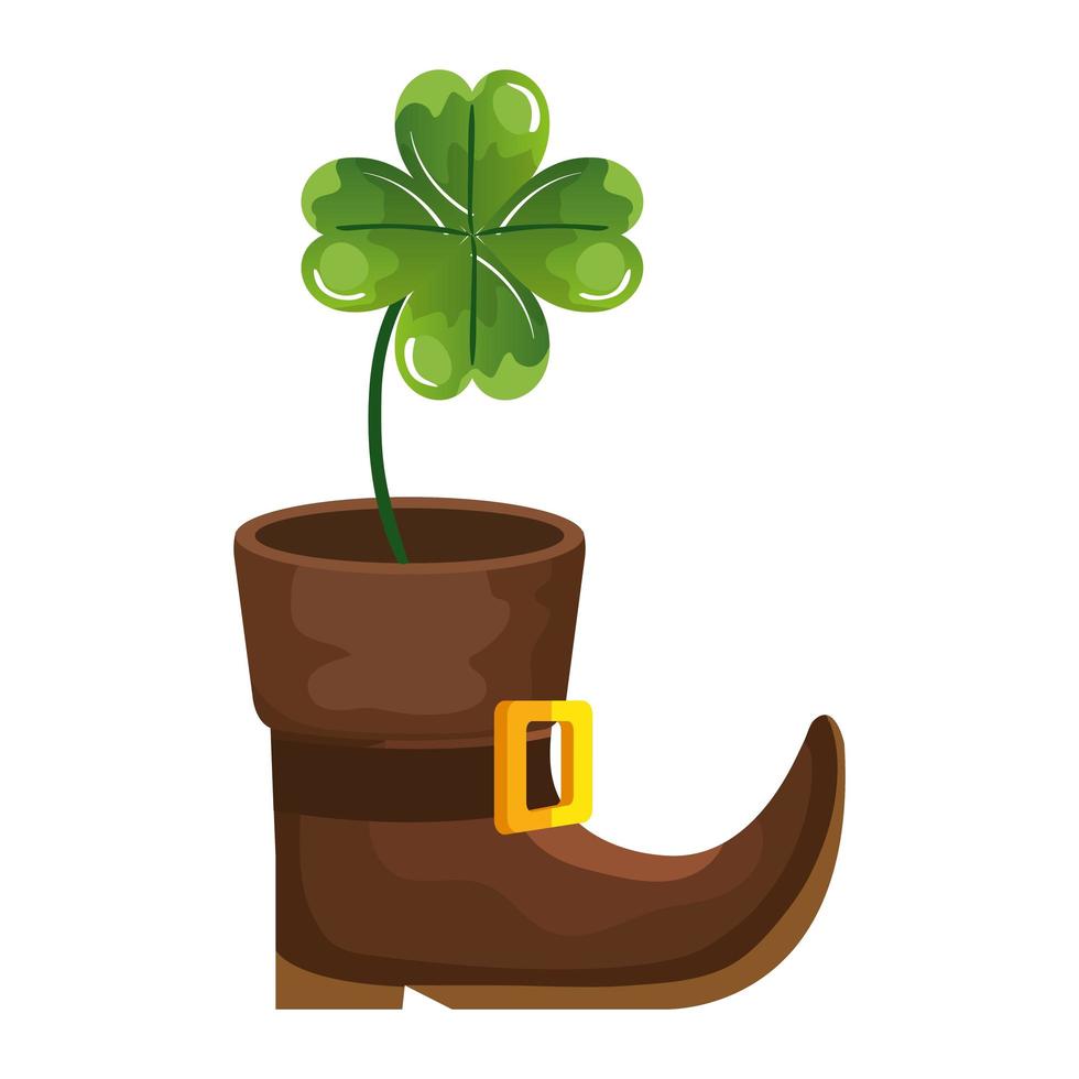 leprechaun boot with clover isolated icon vector