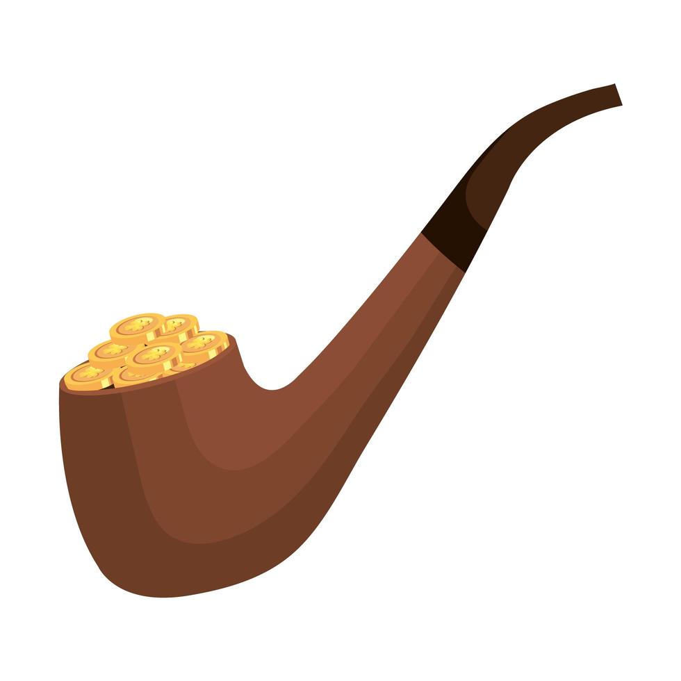 smoking pipe with coins isolated icon vector