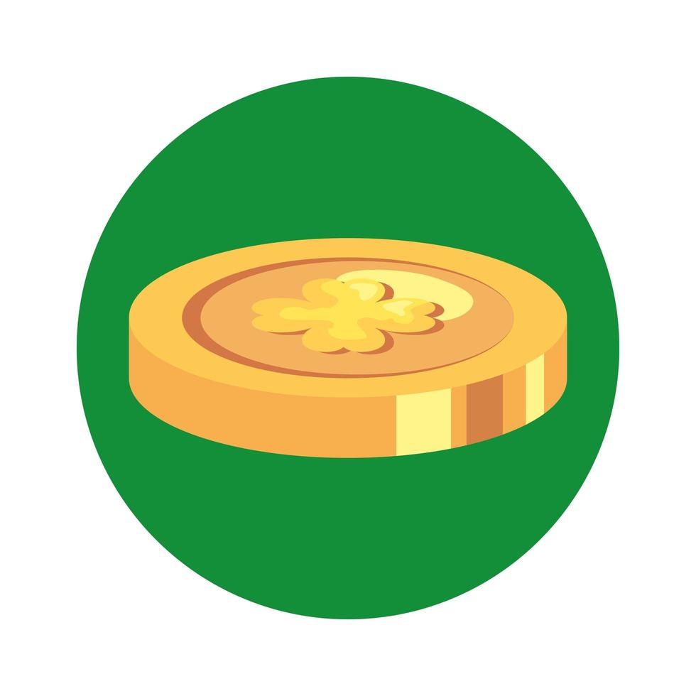 Moneda con trébol icono aislado vector