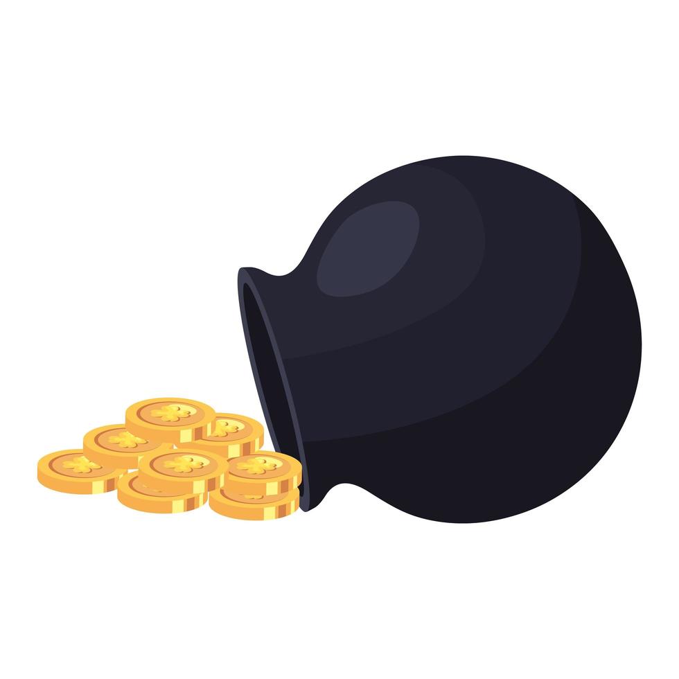 cauldron with coins isolated icon vector