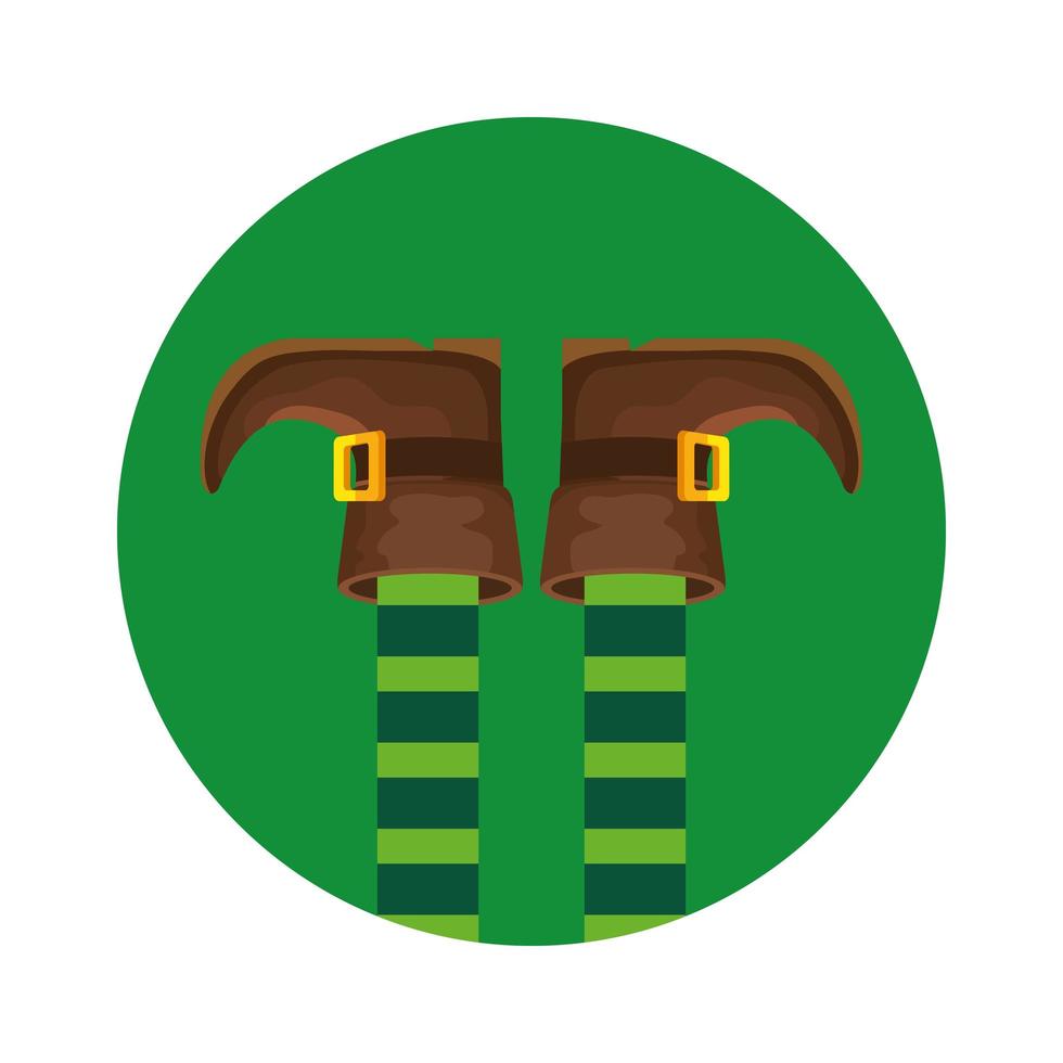 leprechaun legs with boots in frame circular vector