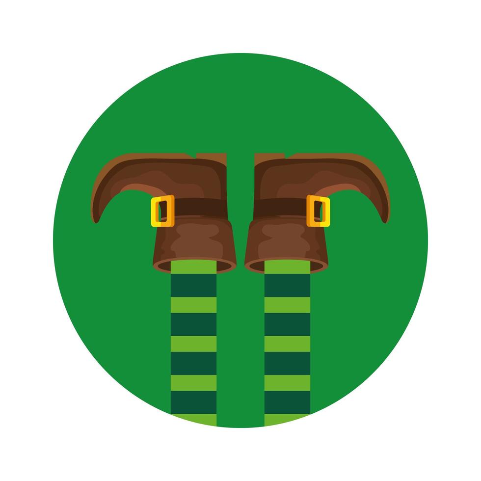 leprechaun legs with boots in frame circular vector