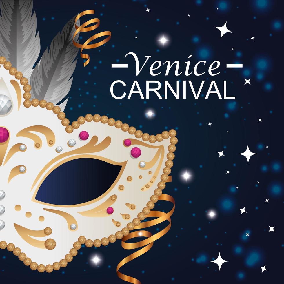 Carnaval de Venecia con máscara y decoración. vector