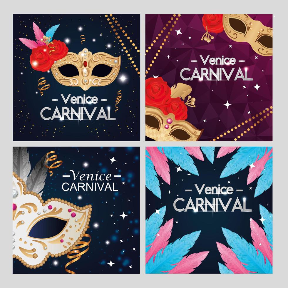set of poster venice carnival with decoration vector