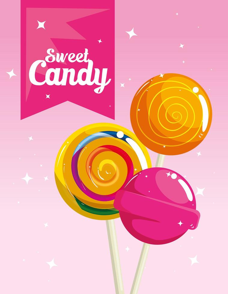poster of candy shop with lollipops vector