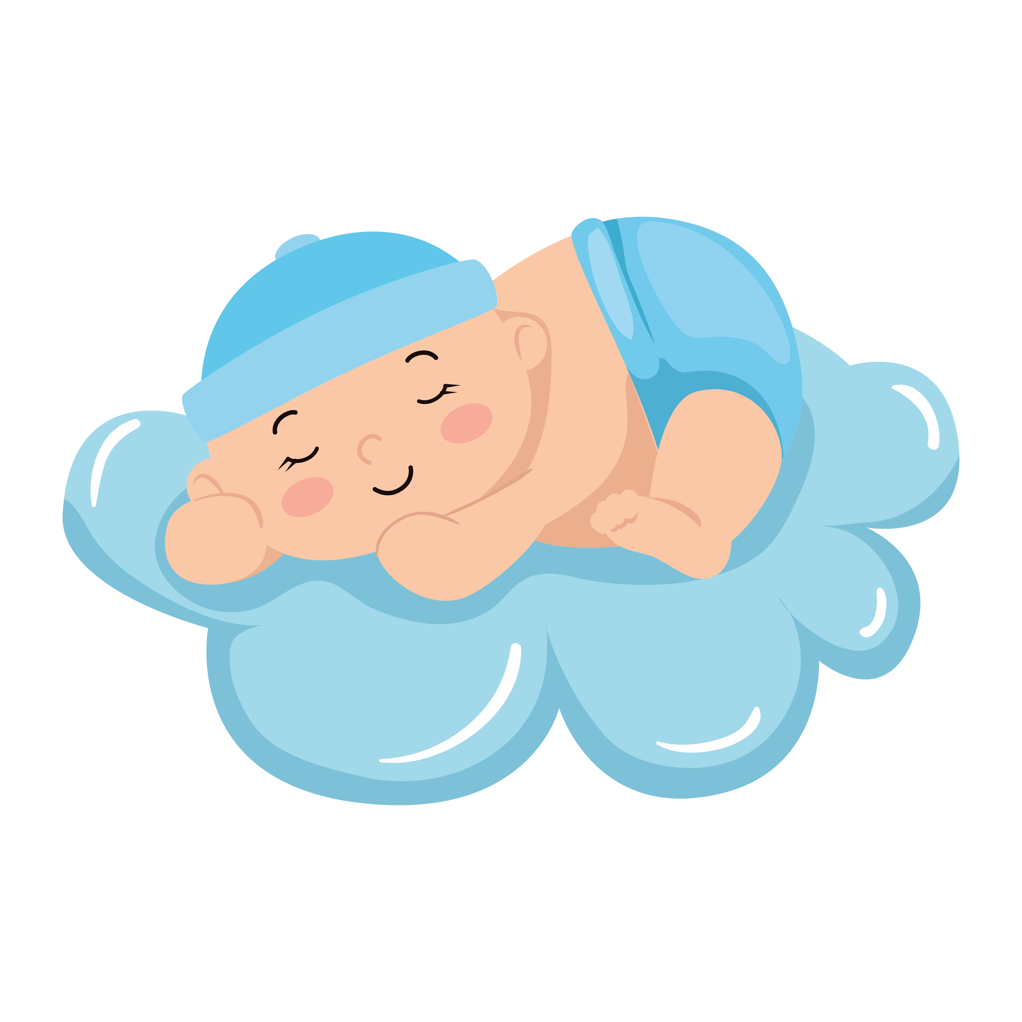 cute little baby boy sleeping in cloud isolated icon 4627814 Vector Art at  Vecteezy