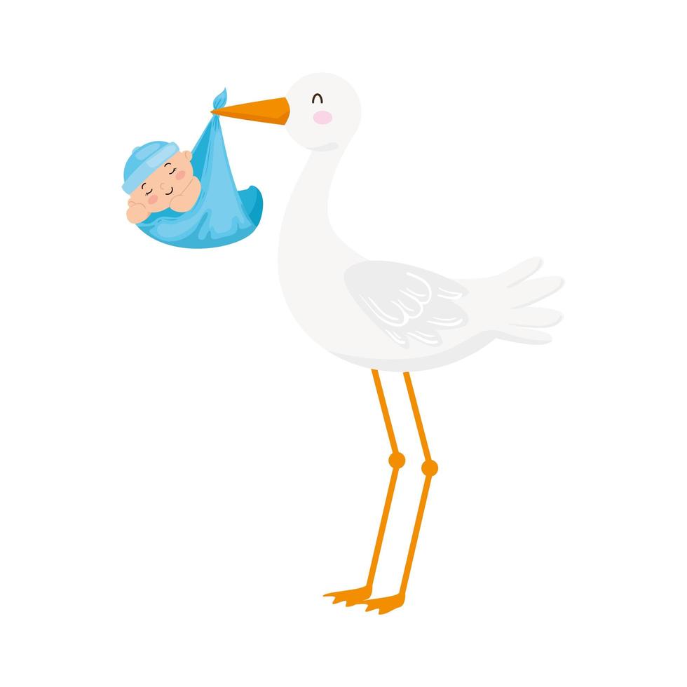 stork with cute baby boy vector