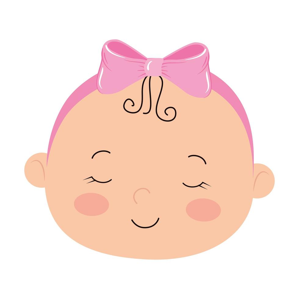 Cara de lindo bebé niña icono aislado vector