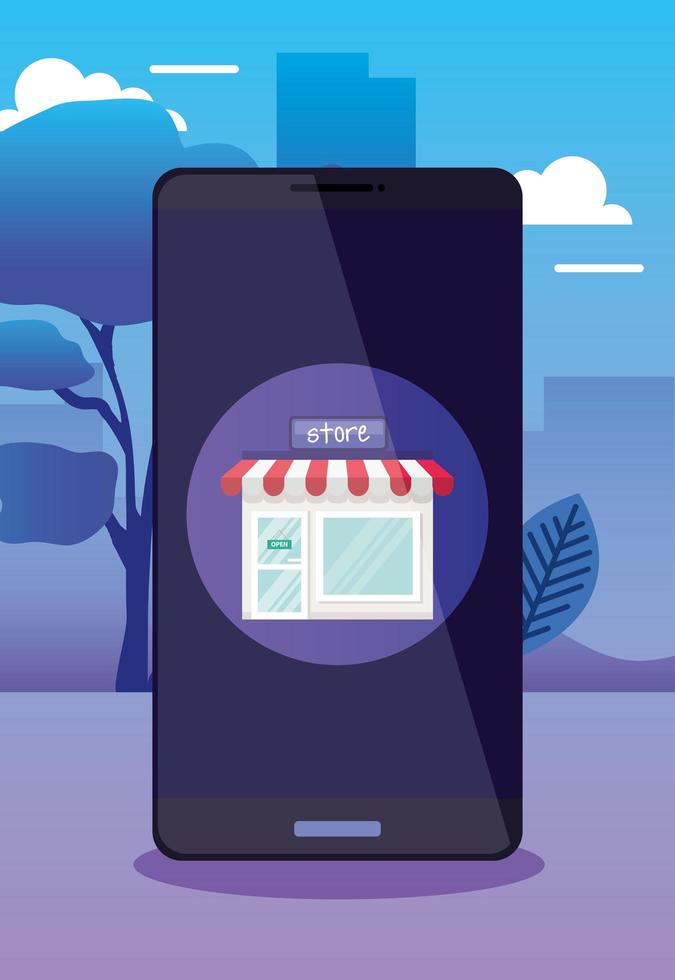 smartphone with store vector design