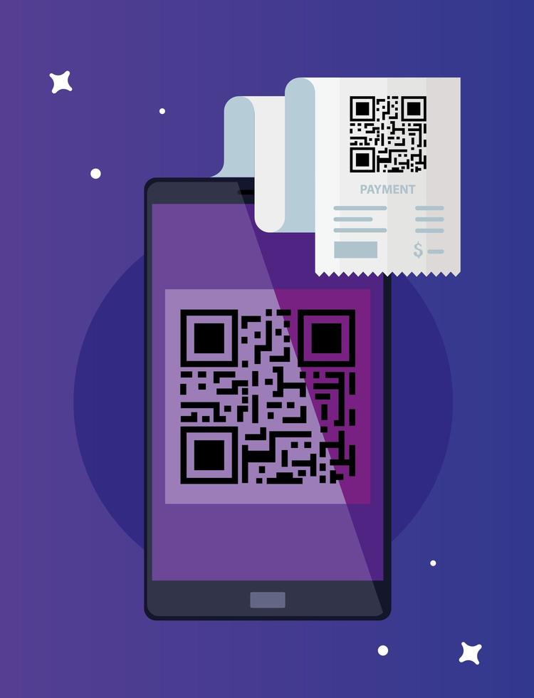 qr code paper and smartphone vector design