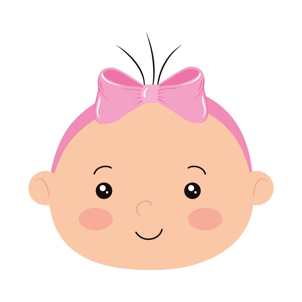 Cara de lindo bebé niña icono aislado vector