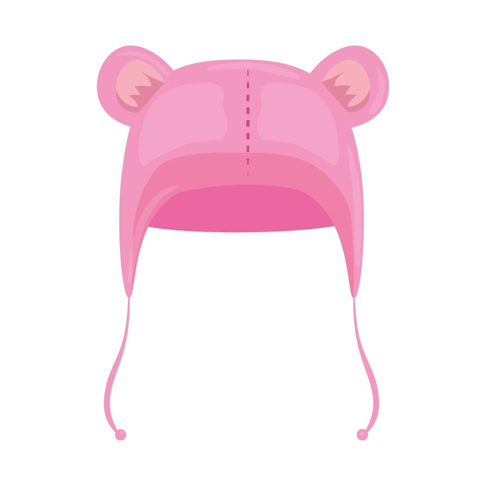 wool bear hat with ears isolated icon vector
