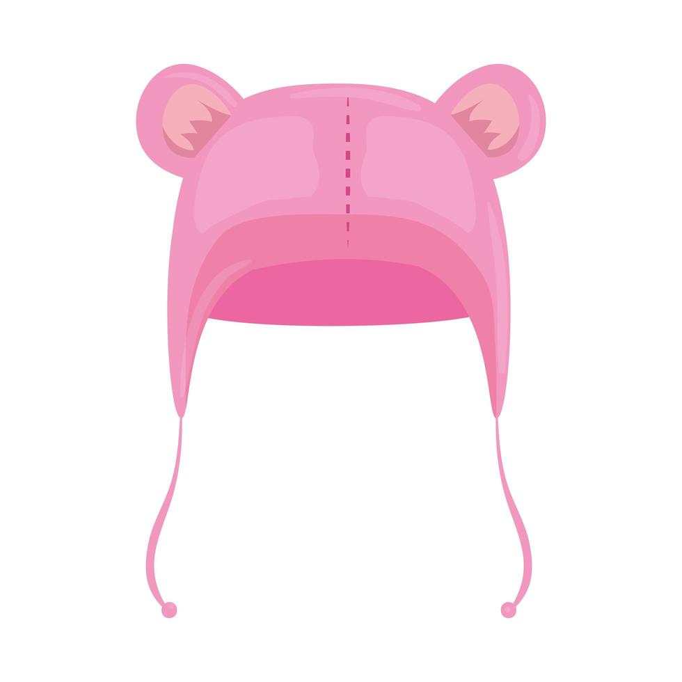 wool bear hat with ears isolated icon vector