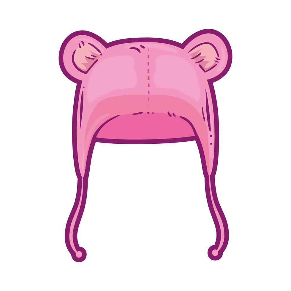 wool bear hat with ears isolated icon vector