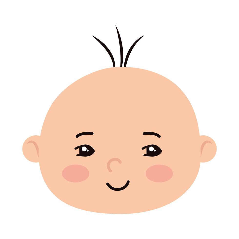 head of cute little baby boy isolated icon vector