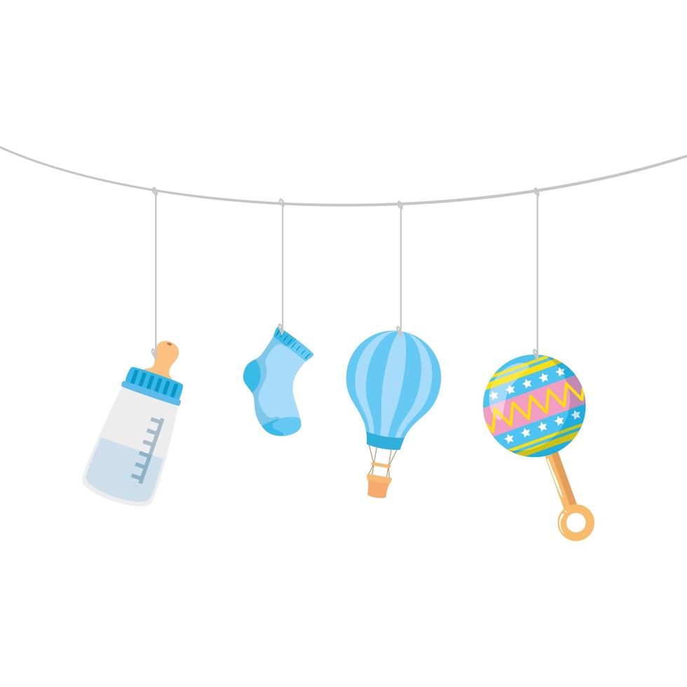 cute icons of baby hanging vector