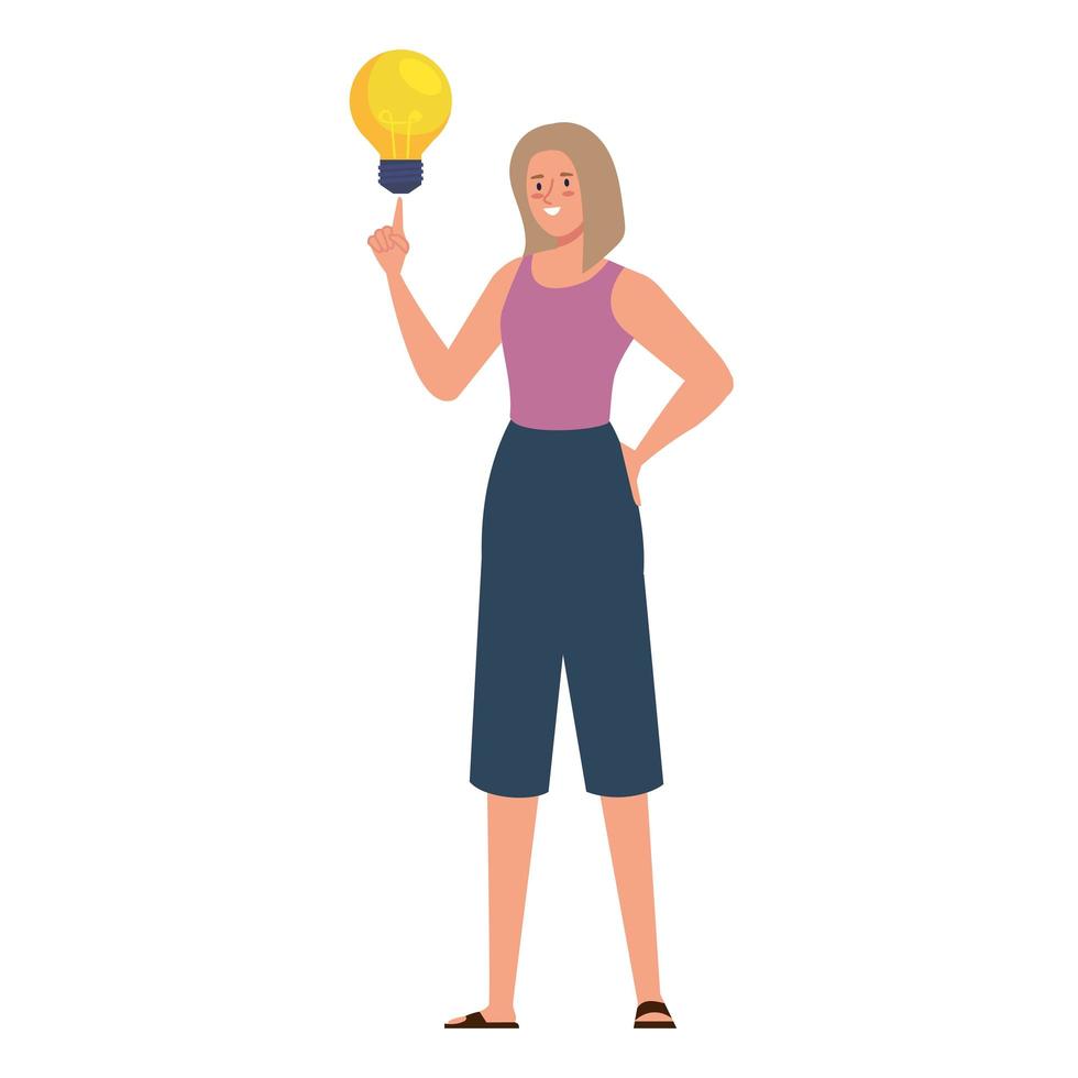female with bright idea vector