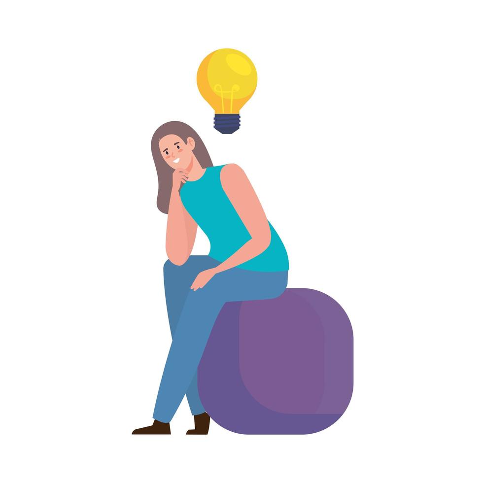 mujer pensando en una idea vector