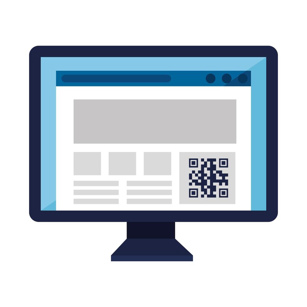 qr code inside computer vector design