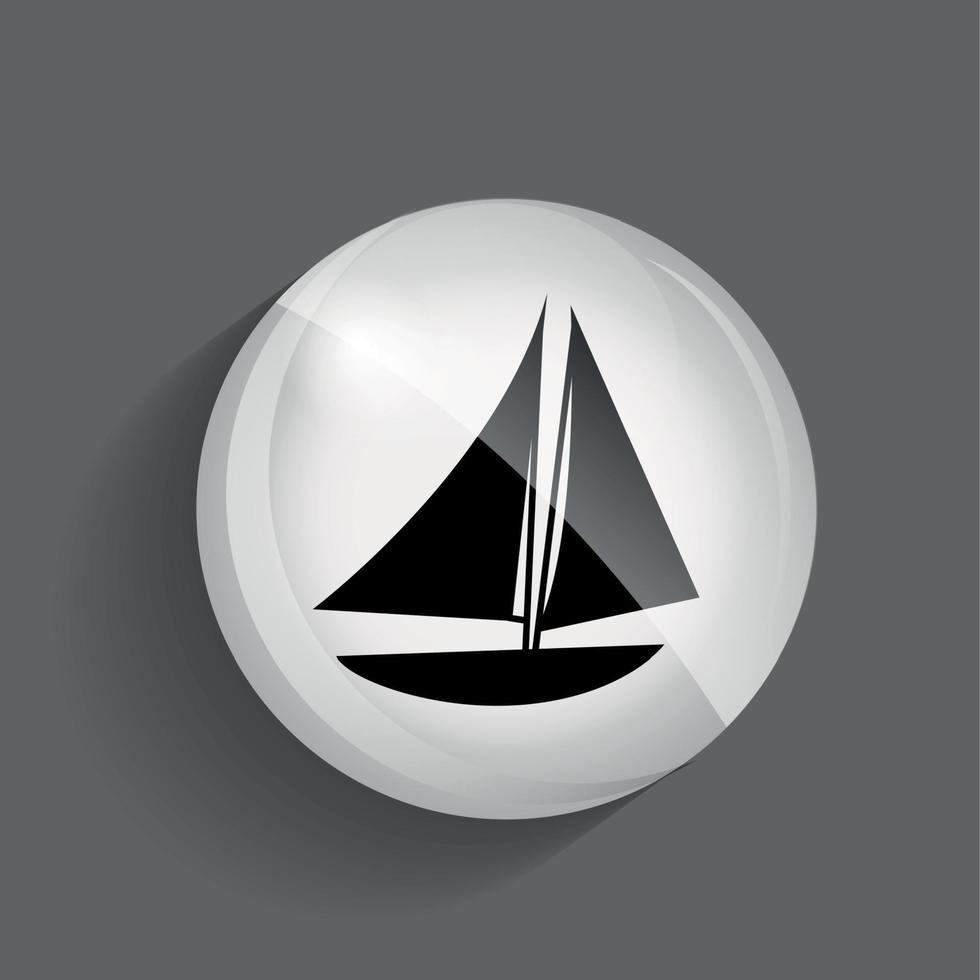 Ship Glossy Icon Vector Illustration