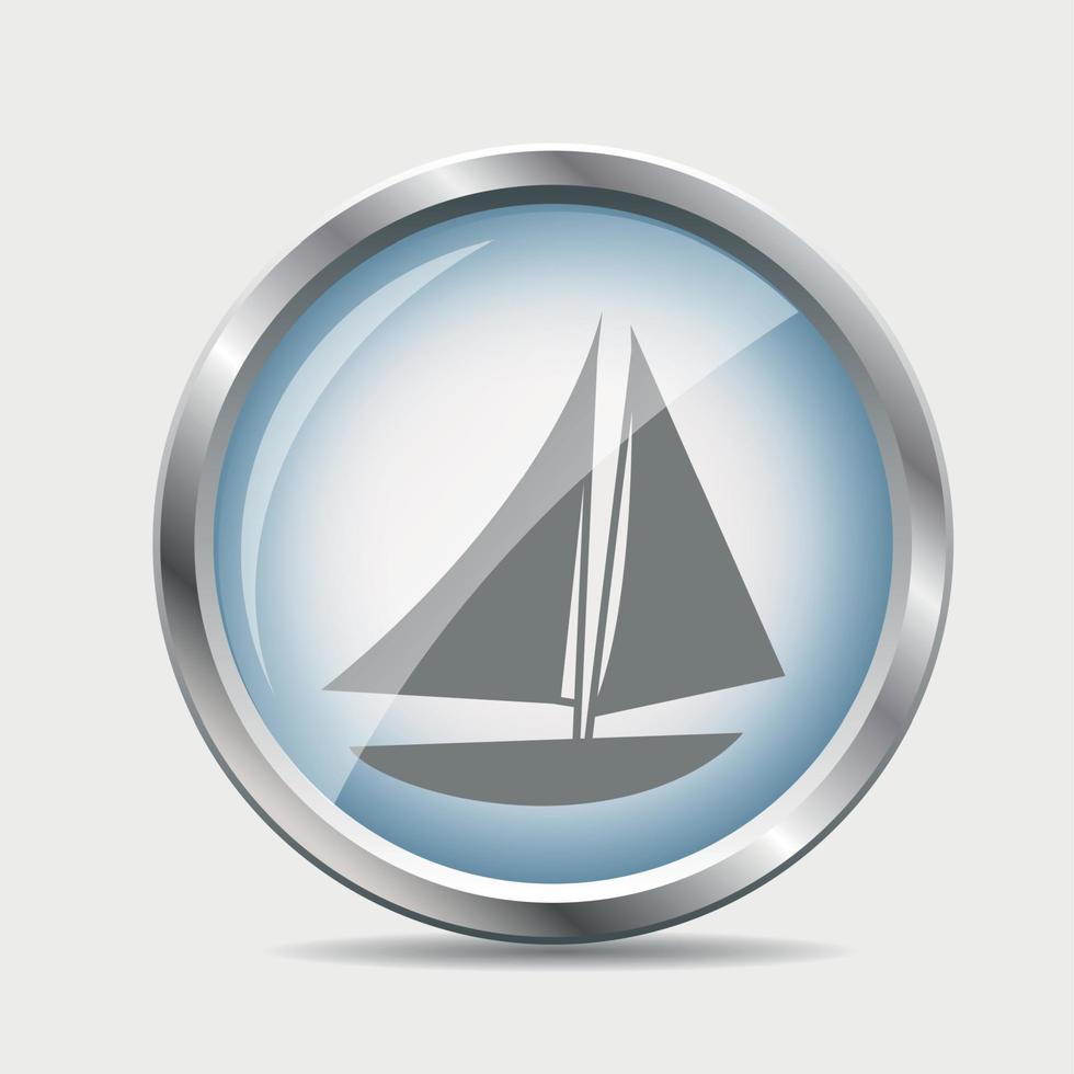 Ship Glossy Icon Vector Illustration