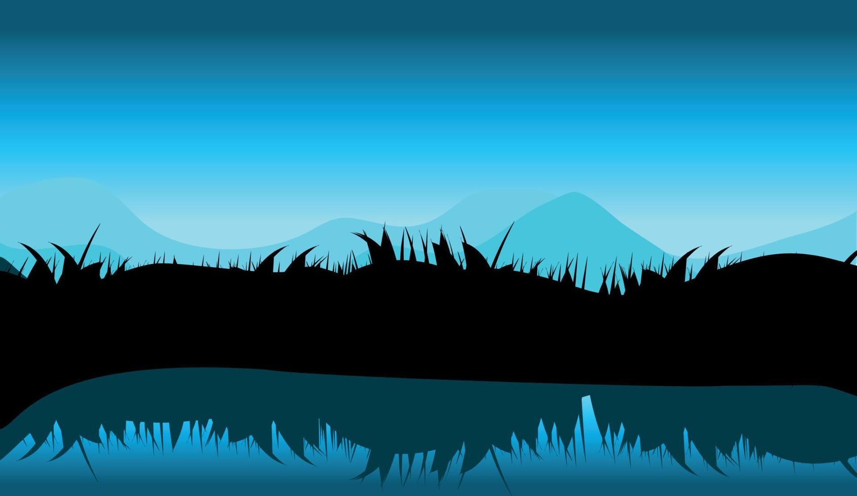 Nature Landscape with Reflection in Water. Vector llustration.