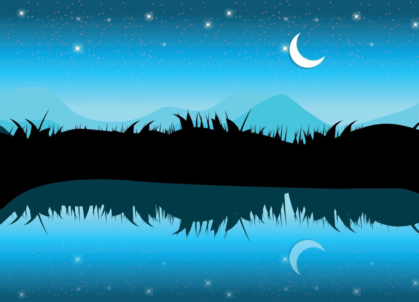 paisaje natural con reflejo en el agua. ilustración vectorial. vector