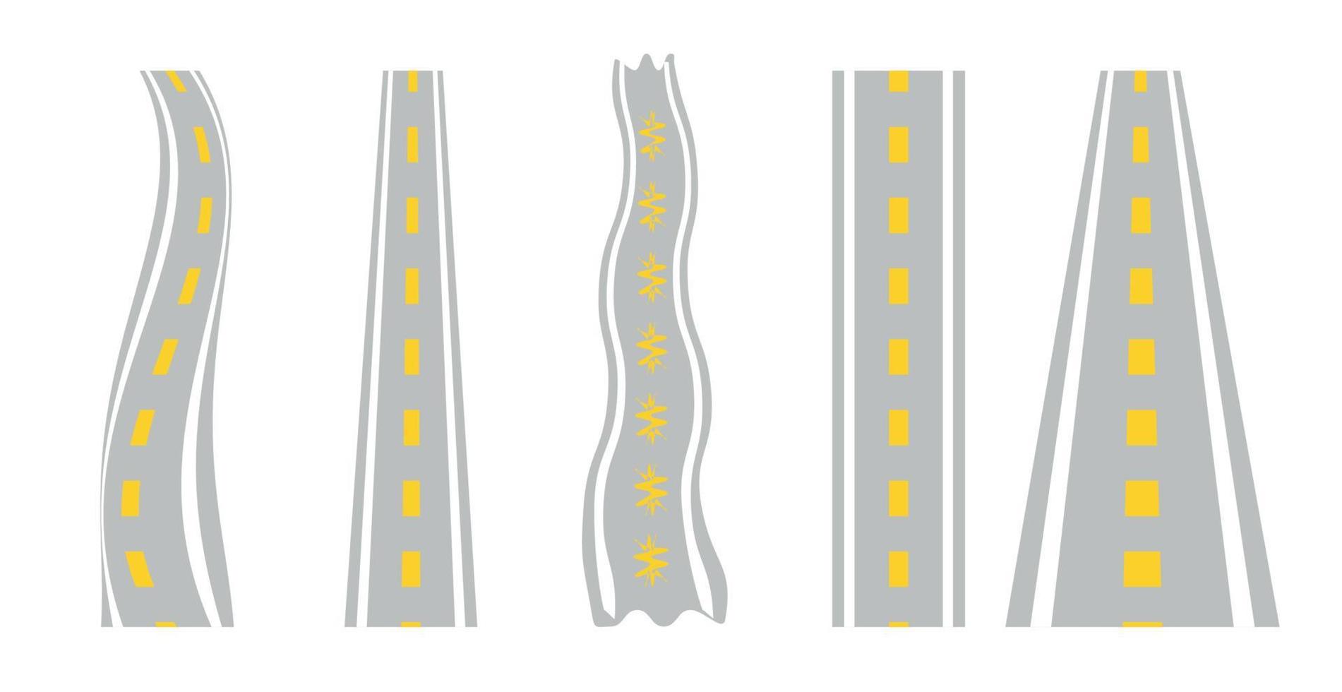 Set of Roads Isolated on White Background. Vector Illustration.
