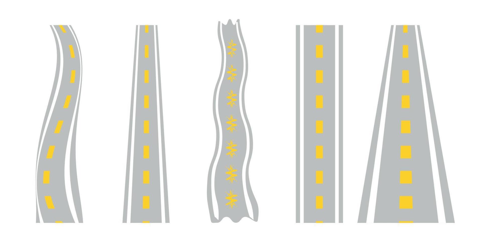 conjunto de carreteras aisladas sobre fondo blanco. ilustración vectorial. vector