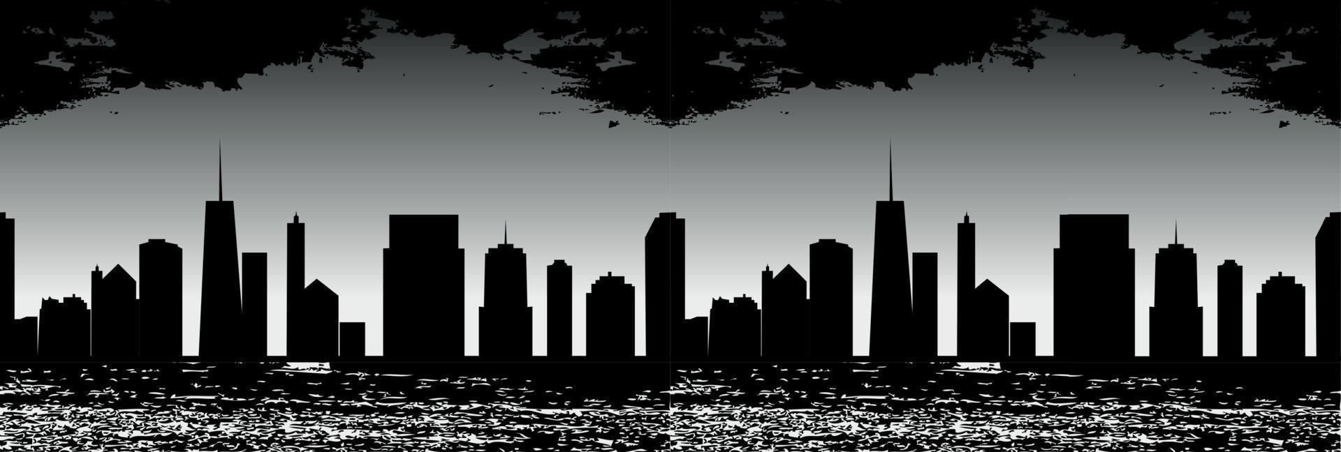 Seamless Pattern Vector Illustration of Cities Silhouette.