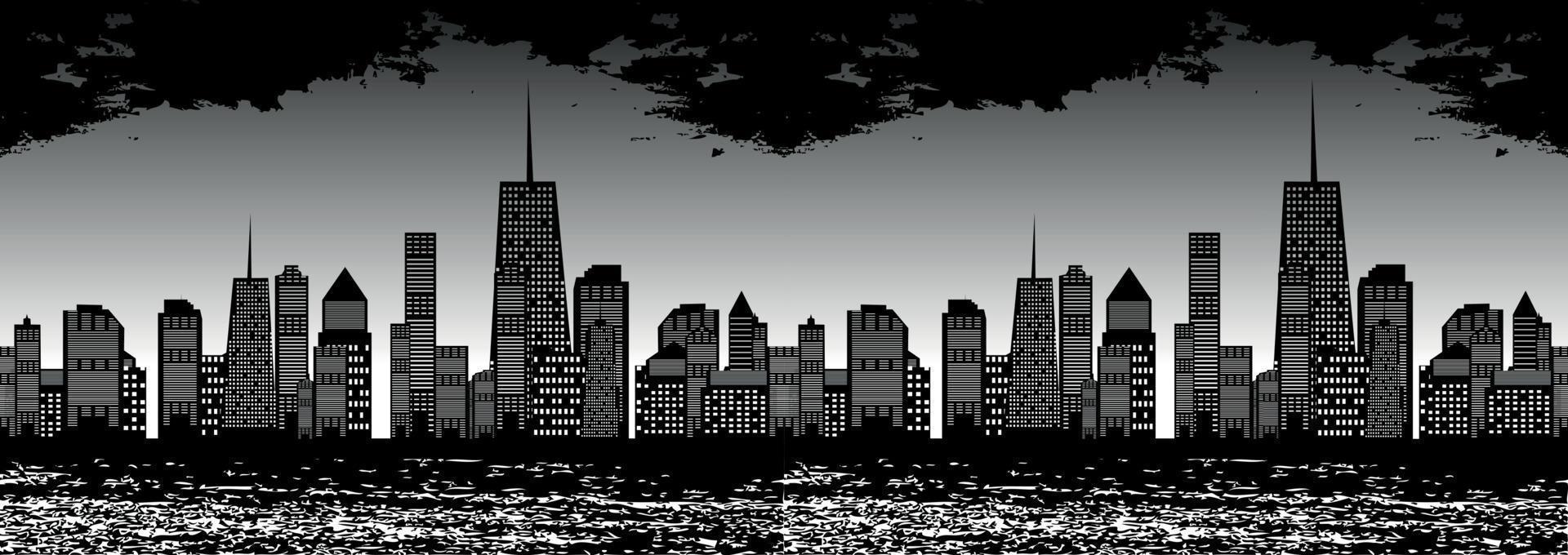 Seamless Pattern Vector Illustration of Cities Silhouette.