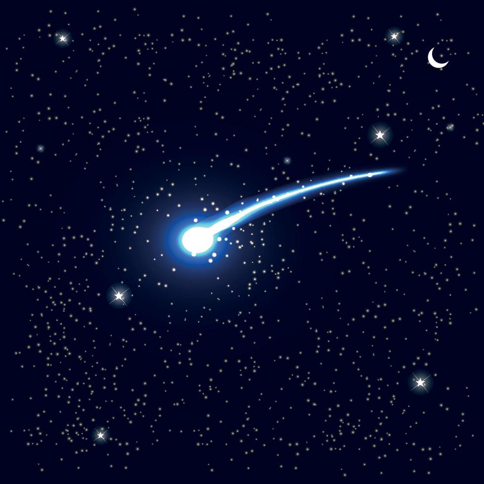 cometa vuela alrededor del planeta en el espacio. ilustración vectorial. vector