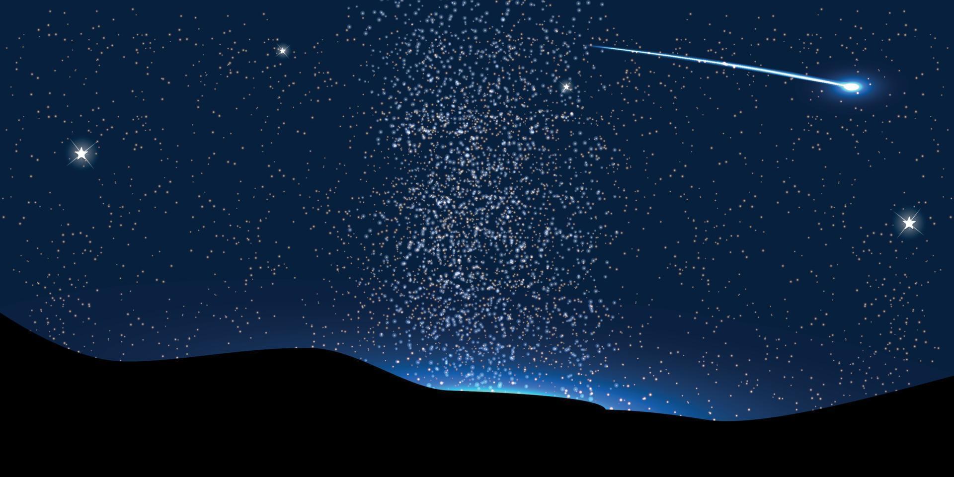 Comet Fly Around the Planet in Space. Vector Illustration.