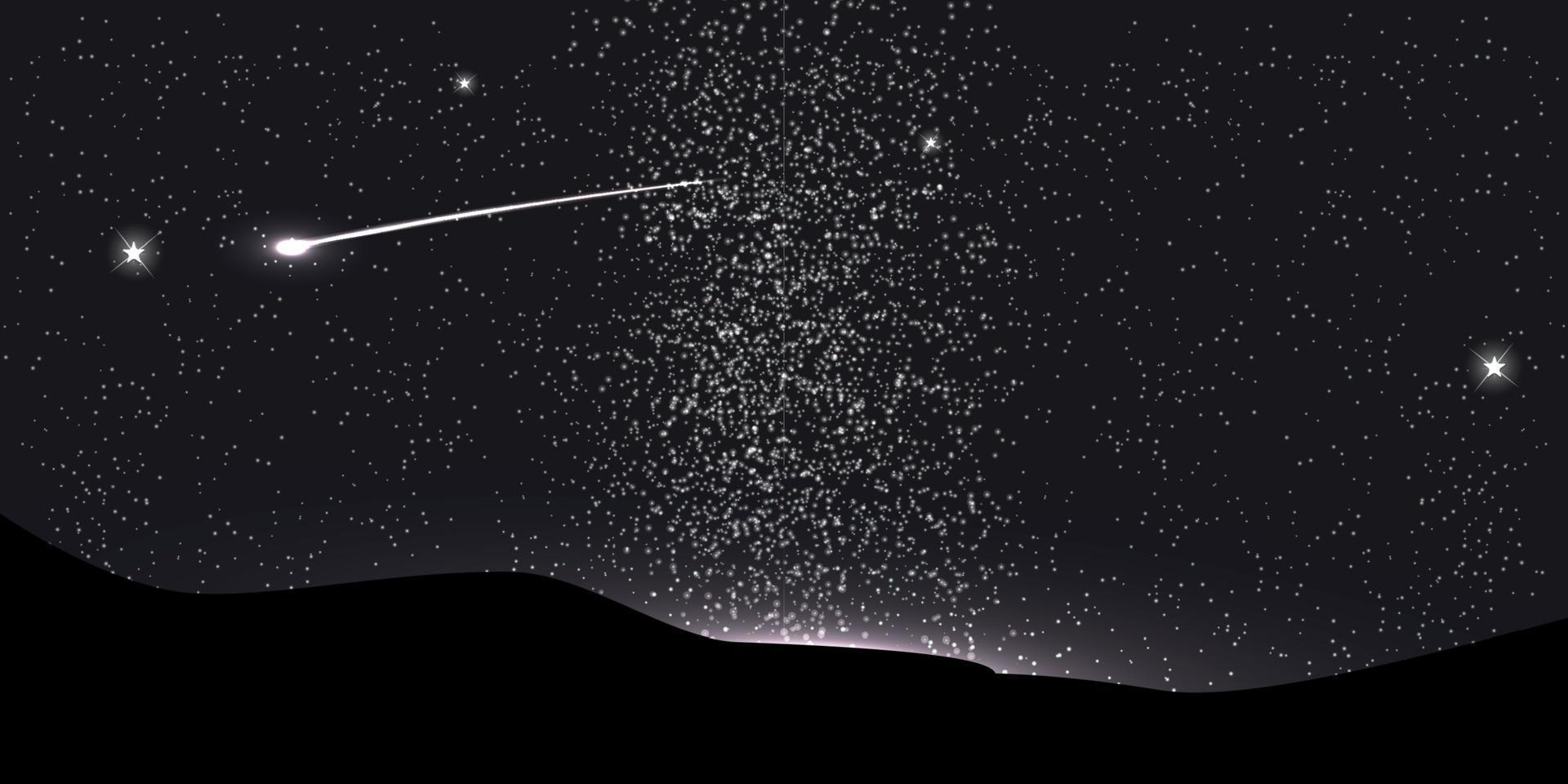 Comet Fly Around the Planet in Space. Vector Illustration.