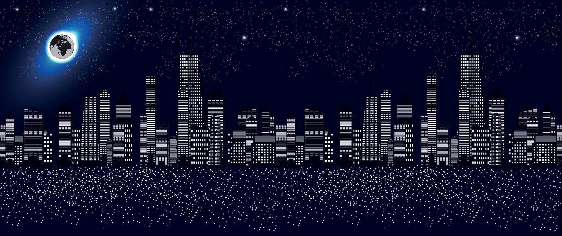 Seamless Pattern Vector Illustration of Cities Silhouette.