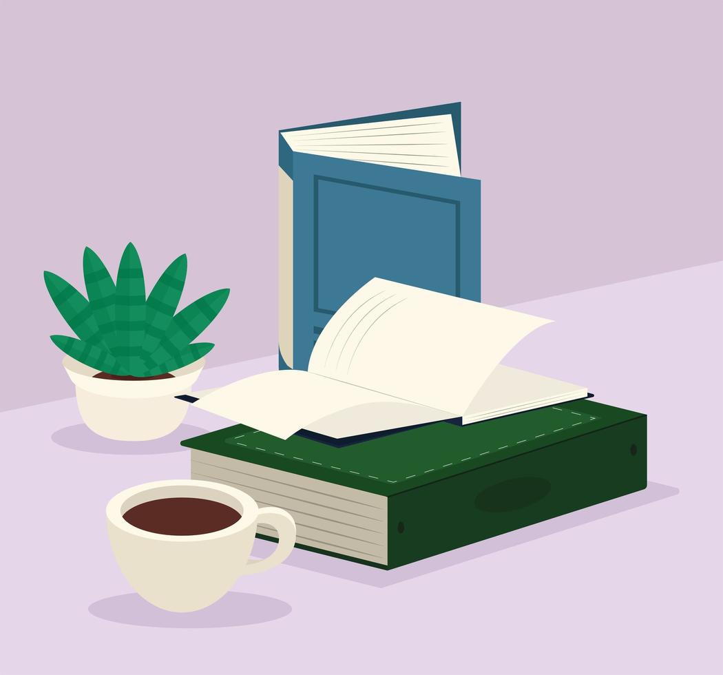 books read and cup vector