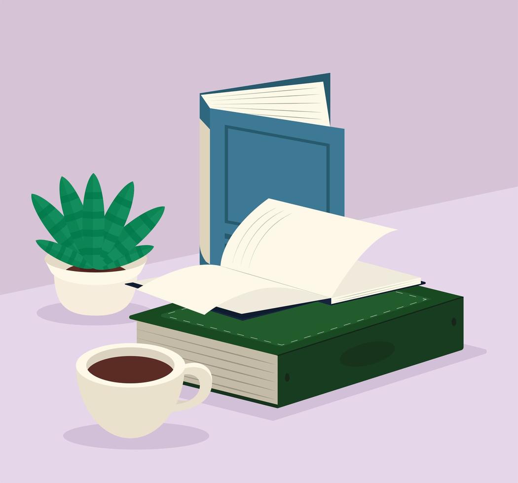 libros leídos y taza vector