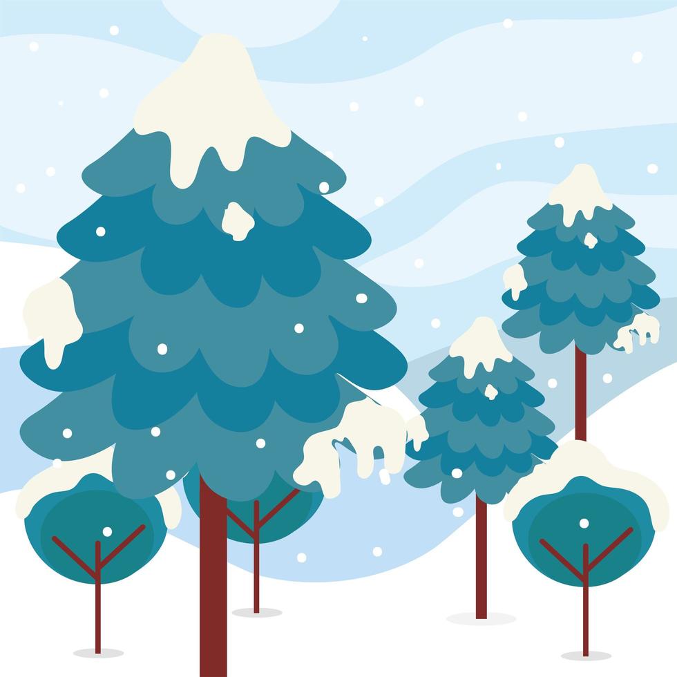 winter forest trees vector