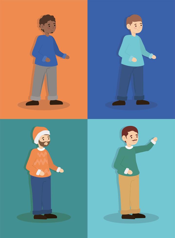 set of men with sweater vector