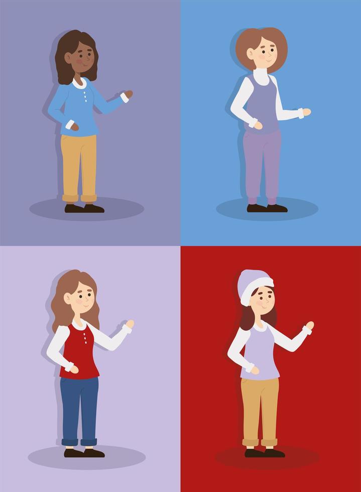 set women wearing sweater vector