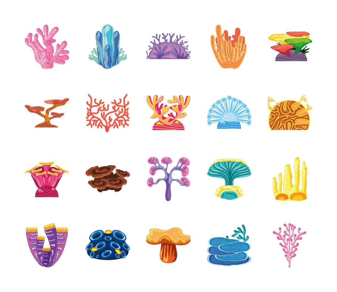 conjunto de arrecifes de corales vector
