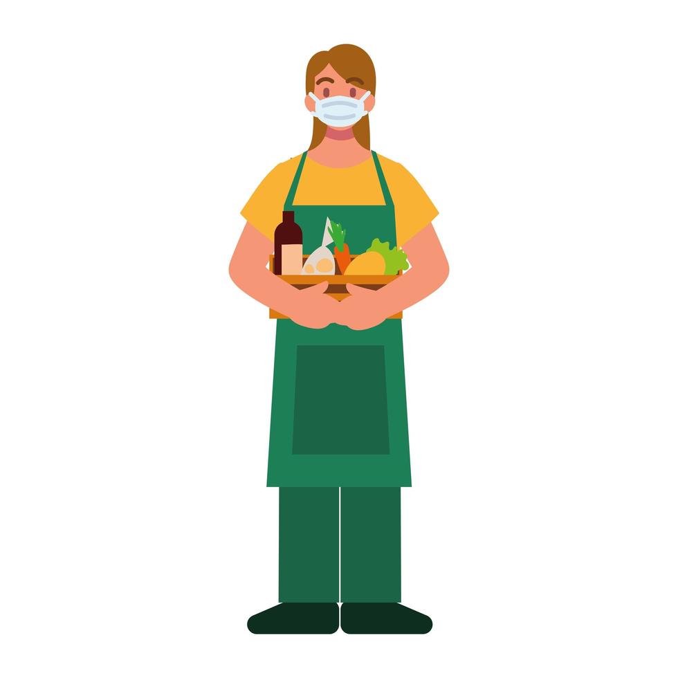 female grocery worker vector