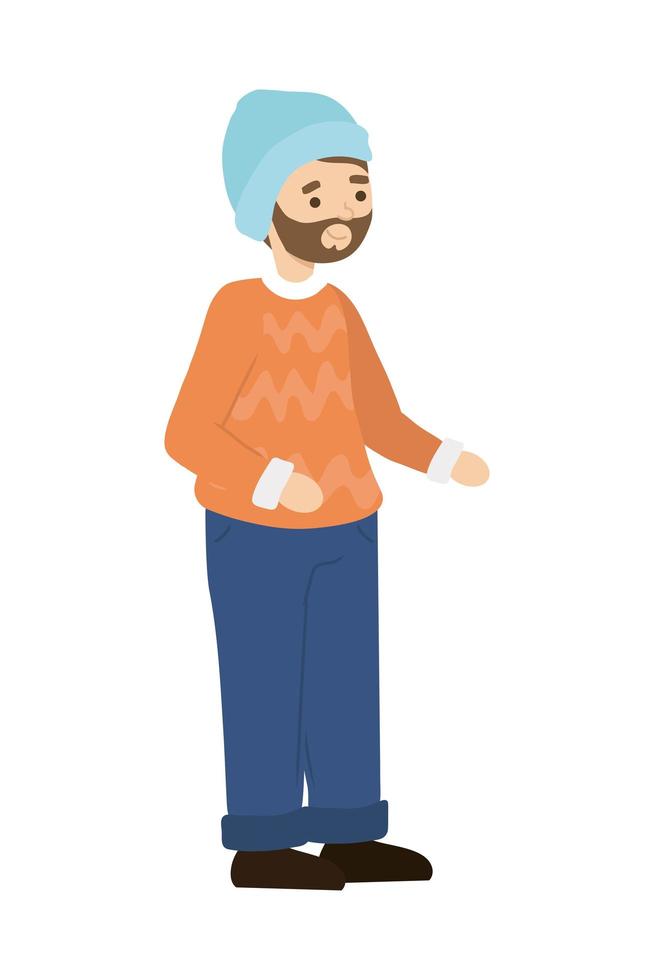 hombre con sombrero de invierno vector