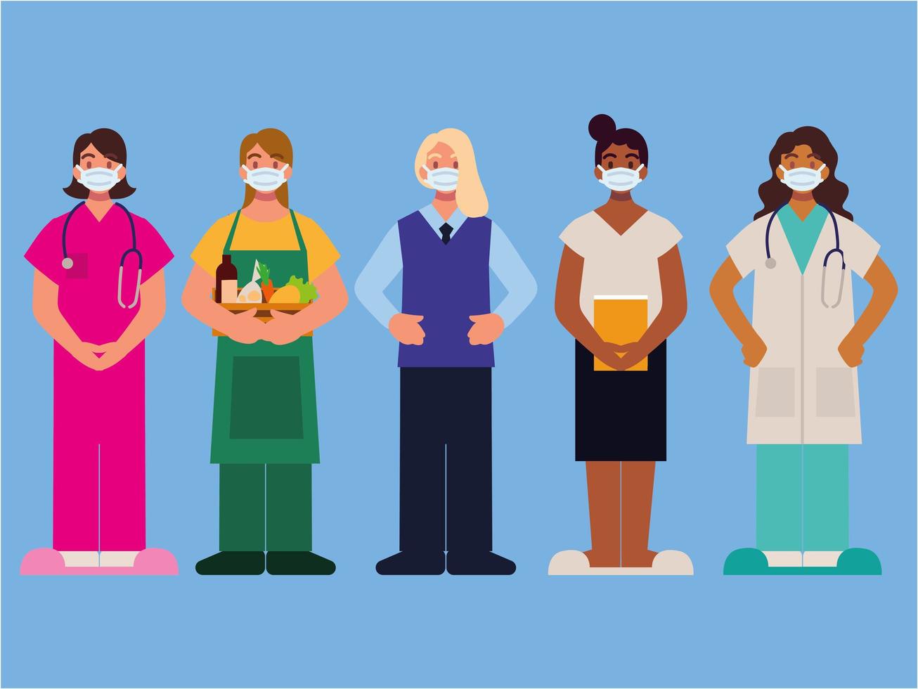 set women various professions vector