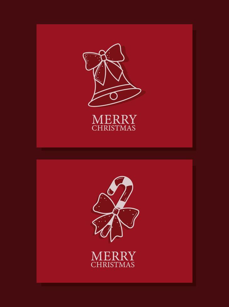 merry christmas red cards vector