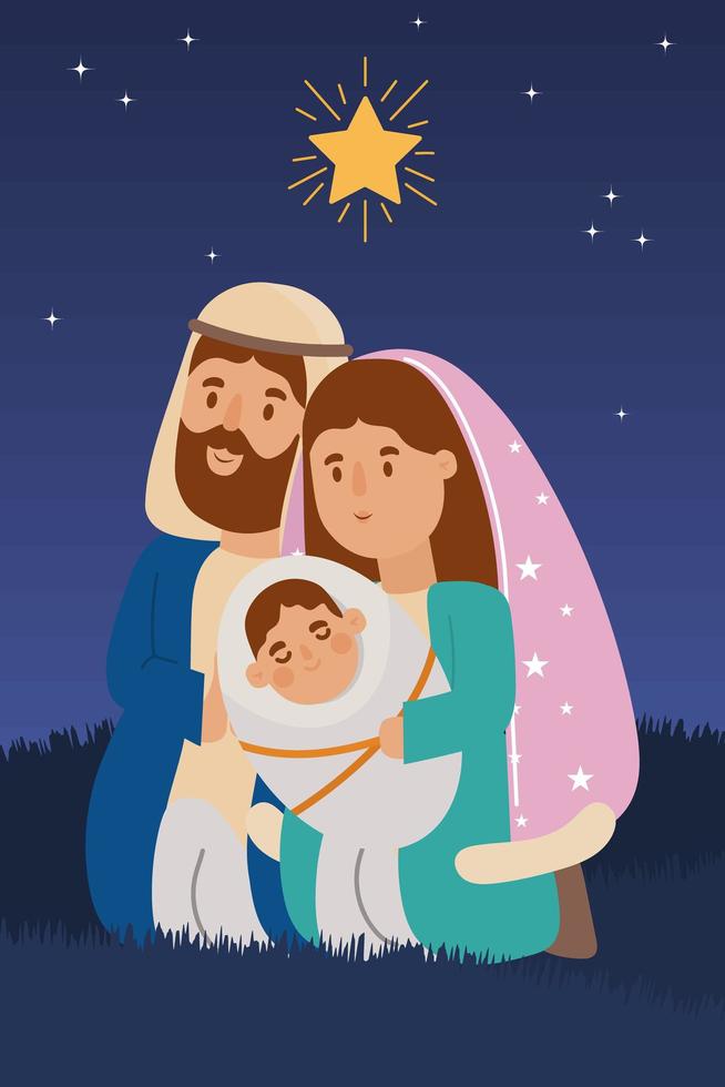 cute sacred family vector